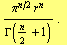 FormBox[RowBox[{RowBox[{(π^(n/2) r^n)/Γ(n/2 + 1),  , ., Cell[]}], Cell[]}], TraditionalForm]