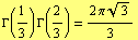 Γ(1/3) Γ(2/3) = (2 π 3^(1/2))/3