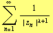 Underoverscript[∑, n = 1, arg3] 1/(| z _ n |^(λ + 1))