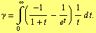 γ = Underoverscript[∫, 0, arg3] (-1/(1 + t) - 1/e^t) 1/t d t .