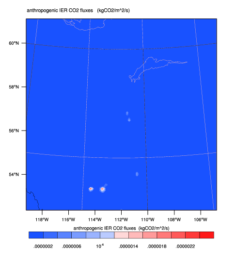 Simulation domain with anthropogenic emissions