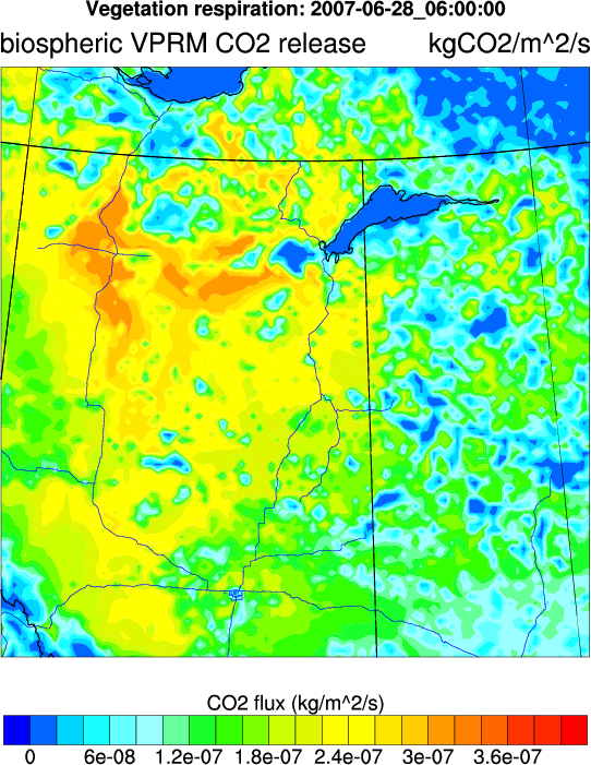 Biospheric CO2 release - surface fluxes